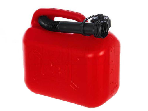 Immagine di Tanica in plastica per benzina e infiammabili c/tappo e beccuccio capienza 5 litri
